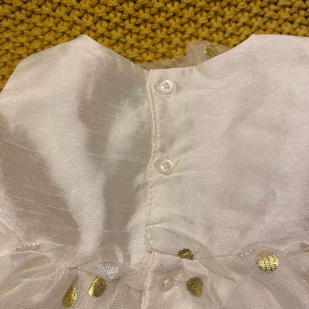NWOT little girls gold polka dot tutu dress 6 months - Picture 3 of 5